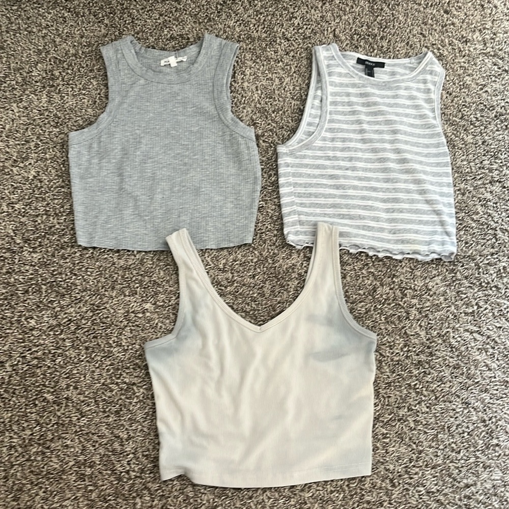 3 gray crop tops very comfortable and stylish!!!